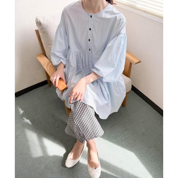 「URBAN RESEARCH DOORS」 7分袖チュニック MEDIUM ブルー レディース