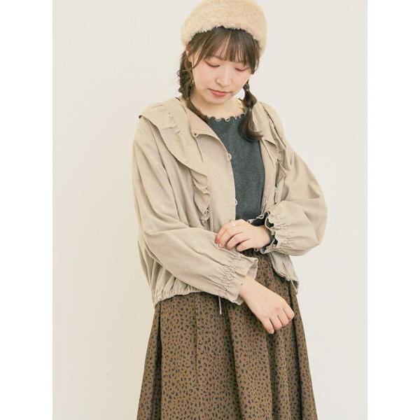 ジャケット ノーカラージャケット リボンフリルジャケット レディース