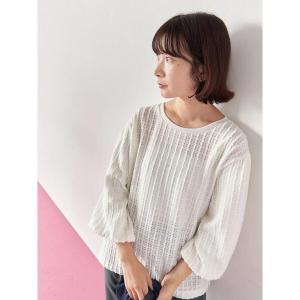 tシャツ ジャカードボリュームスリーブプルオーバー レディース