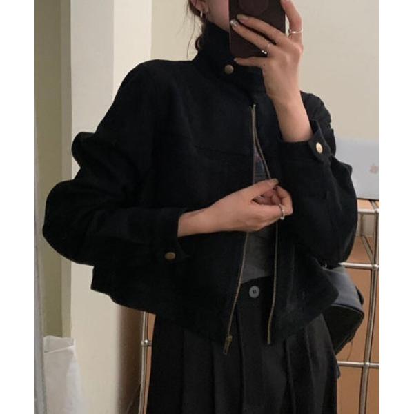 ブルゾン アウター YUGA_YGMC　Suede stand-neck jacket レディース