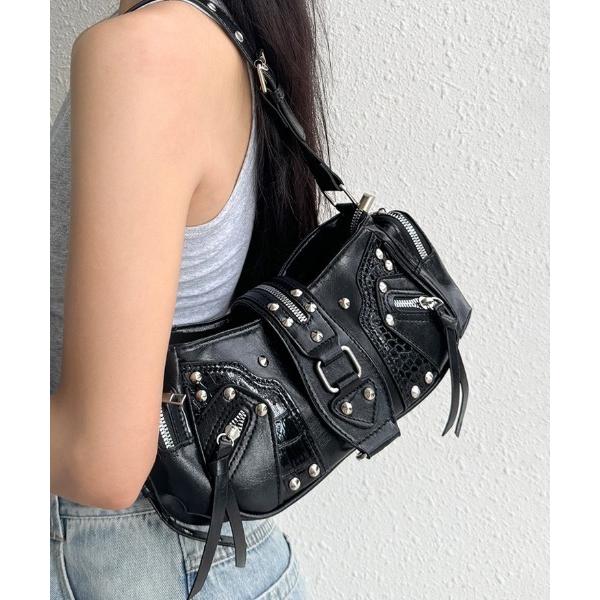 ショルダーバッグ バッグ スタッズデザインショルダーバッグ レディース