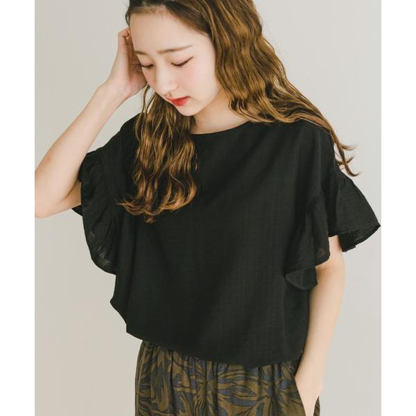 「ITEMS URBANRESEARCH」 半袖ブラウス FREE ブラック レディース