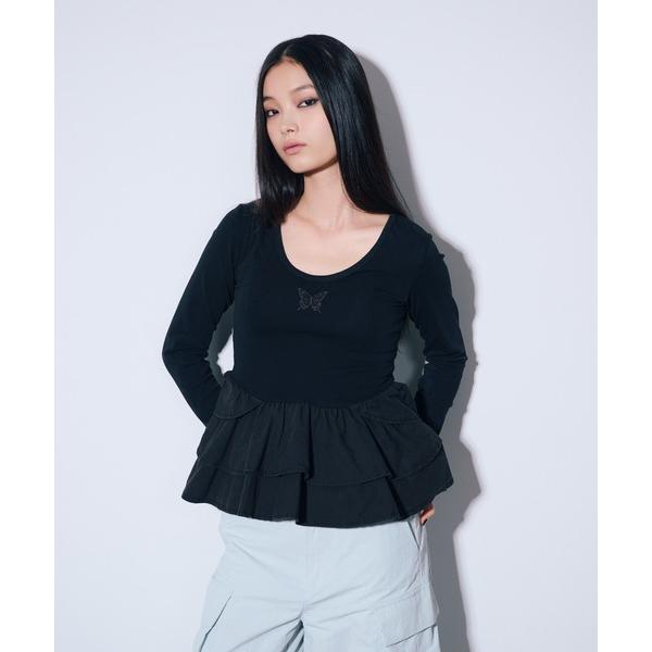 tシャツ ペプラムテレコトップス レディース