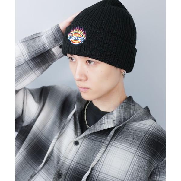 ニット帽 ニットキャップ 「Dickies / ディッキーズ」ファイヤーロゴニットキャップ/刺繍ワン...