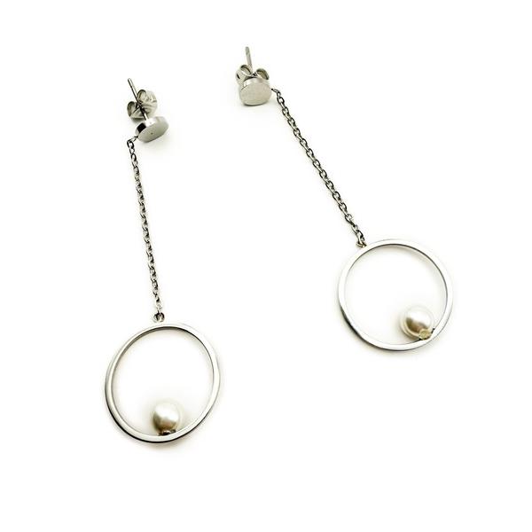 ピアス KISHOKACHI 希少価値 ドロップループパールステンレスピアス レディース