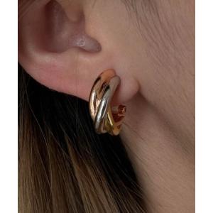 ピアス ツートーン メタリック フープ ピアス レディース メンズ