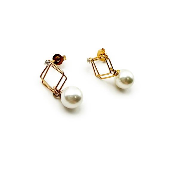 ピアス KISHOKACHI 希少価値 パールドロップスクエアキャッチステンレスピアス レディース