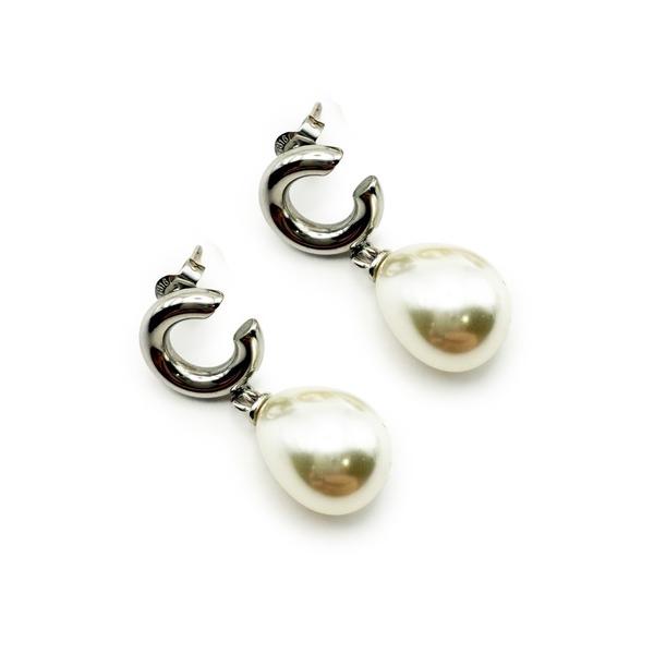 ピアス KISHOKACHI 希少価値 ティアパールドロップループキャッチステンレスピアス レディー...