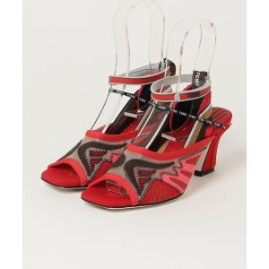 「FENDI」 ヒールサンダル 37 レッド レディース