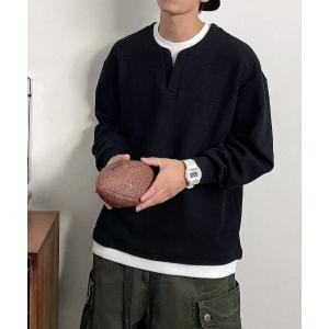 トレーナー スウェット メンズレイヤード風クルーネックスウェット メンズ
