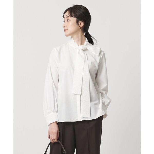 ブラウス シャツ レース コンビ ボウタイ リボン ブラウス ‐ウォッシャブル‐ レディース