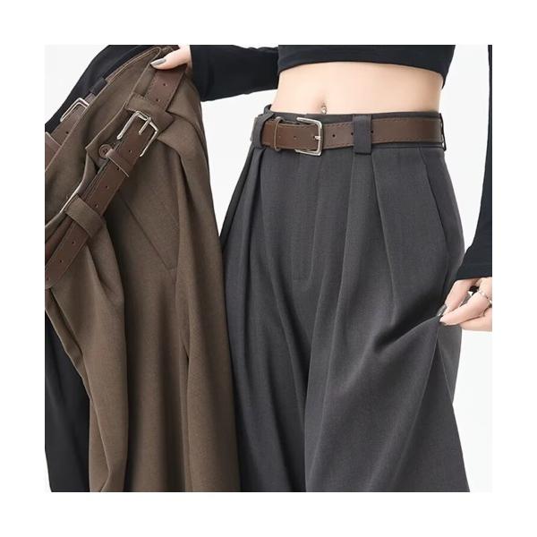 ワイドパンツ パンツ ハイウエスト プリーツワイドパンツ レディース メンズ