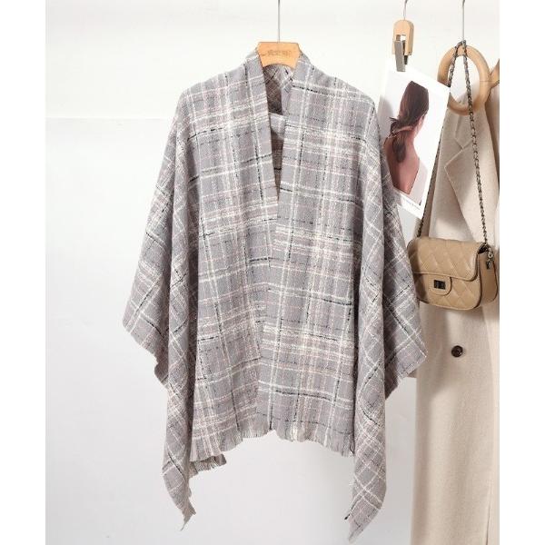 マフラー ストール ツイードライク チェックビッグマフラー レディース