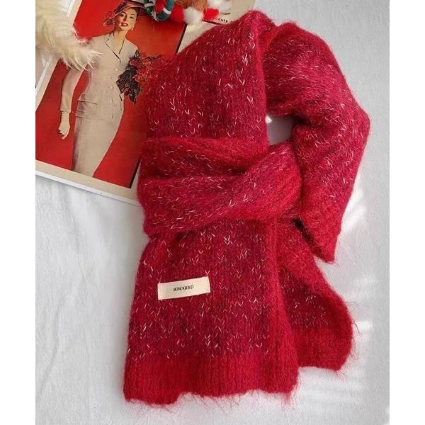 ストール マフラー 配色モヘアマフラー ストール レディース