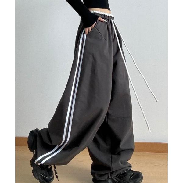 ワイドパンツ パンツ ストライプ入りワイドパンツ レディース