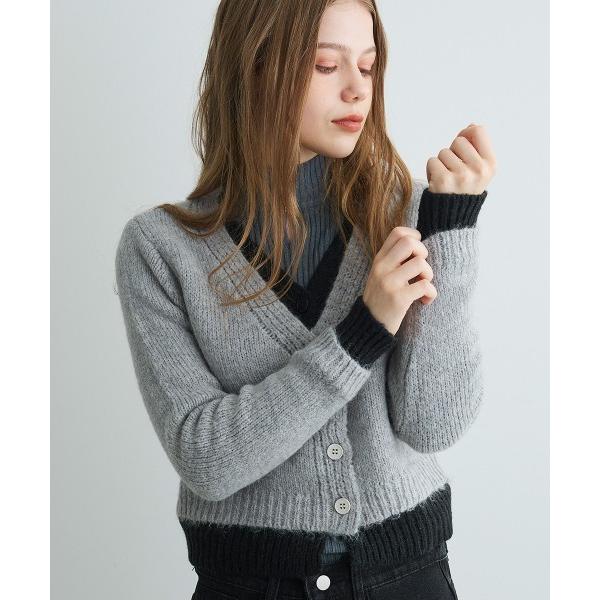 カーディガン バイカラーニットショートカーディガン / Bi-Color Knit Short Ca...