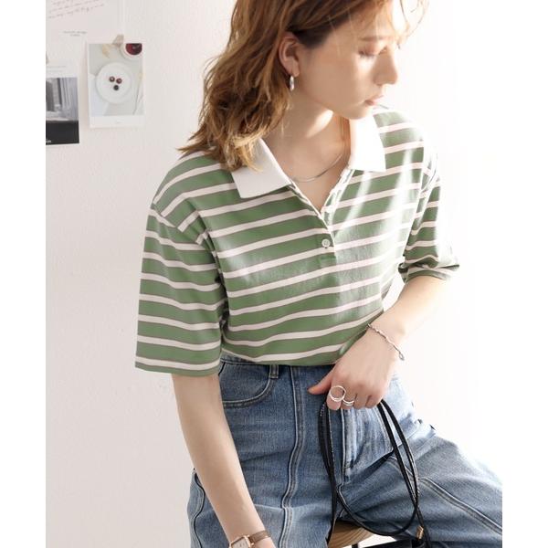 「Java」 半袖ポロシャツ LARGE オリーブ レディース