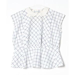 「nesessaire」 チェック柄半袖ブラウス FREE ホワイト レディース
