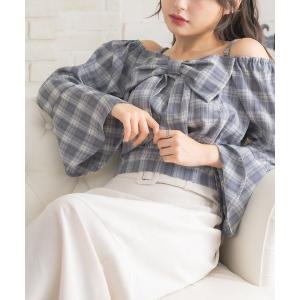 ブラウス シャツ BIGリボンオフショルBL レ...の商品画像
