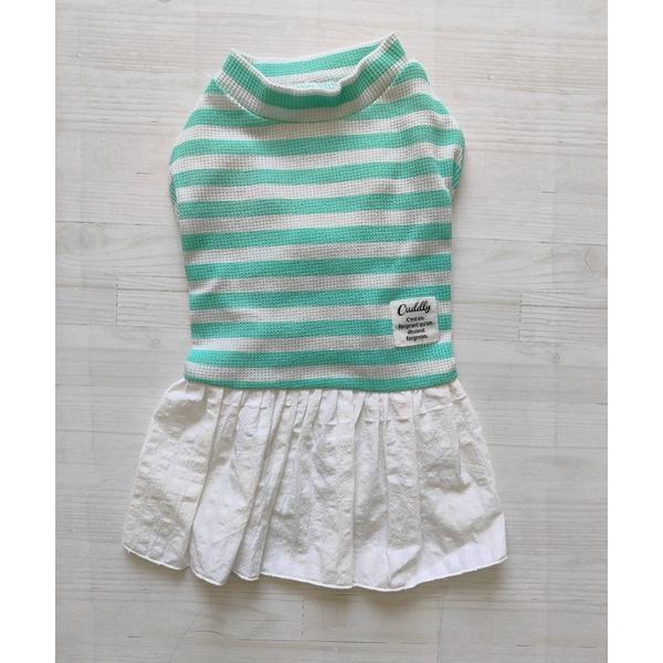 犬 服 「lalalamarron」ボーダーワッフルニットのワンピース/犬服/ペット服/ドッグウェア...