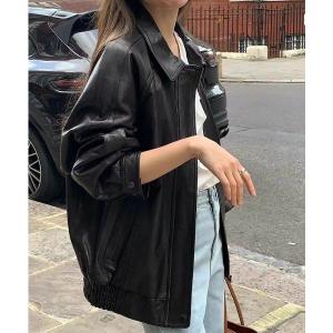 ステンカラーコート コート YUGA_YGMC Vintage style lapel faux leather jacket レディース