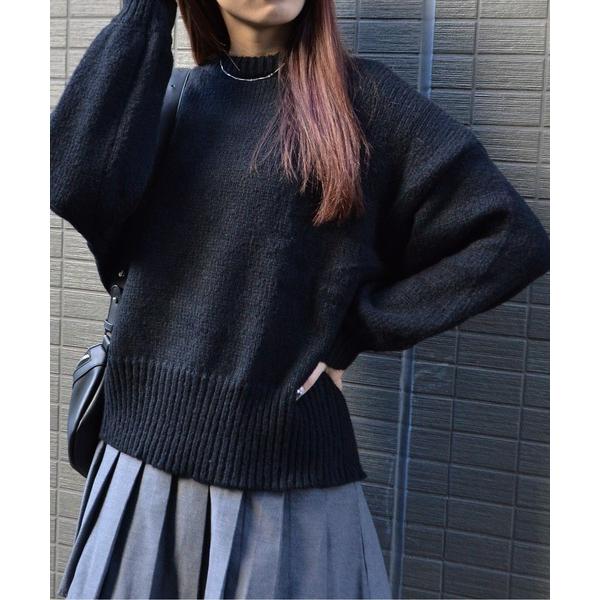 ニット セーター 「spiritoso」モックネックボリュームスリーブニット レディース