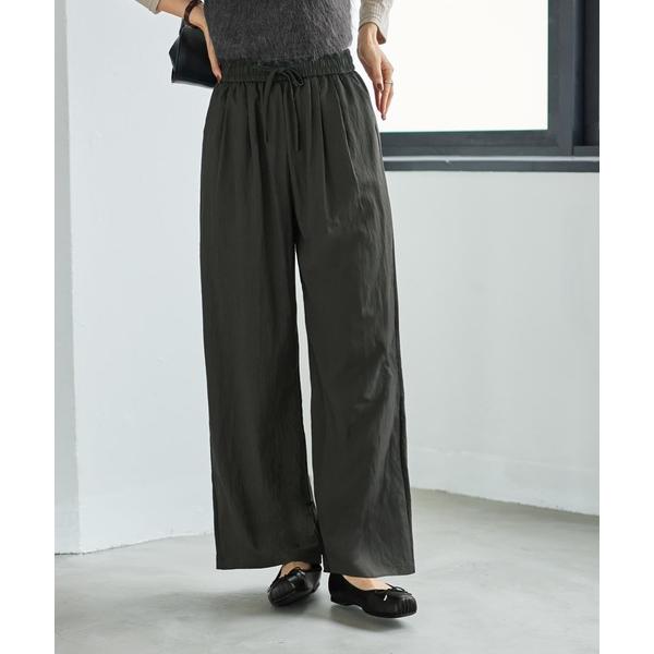 パンツ 秋色シボ入りコットン混リラックスパンツ レディース