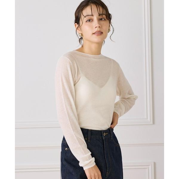ニット セーター モックネックリブニット「Melty air wool」 レディース