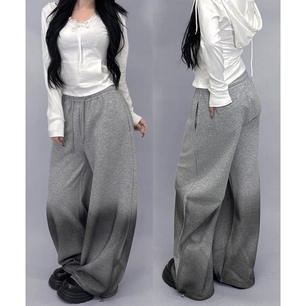 スウェットパンツ ジャージ ２color/ブラックグラデーションワイドスウェットパンツ「 裾絞り可能...