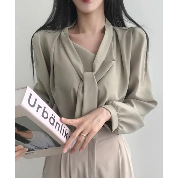 ブラウス シャツ ドレープ タイリボン ブラウス レディース