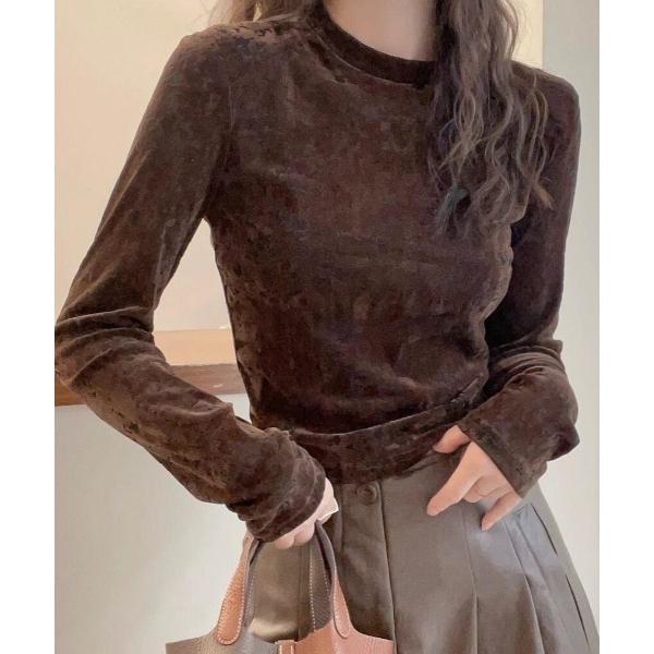 tシャツ ベロアトップス レディース