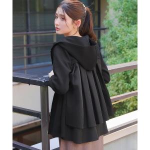 コート アウター 異素材ドッキングフーディー レディース