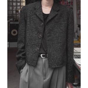 ジャケット テーラードジャケット 「NOWLE」ラメツイード フリンジヘム ショート丈  テーラードジャケット メンズ レディース