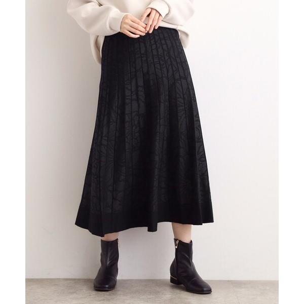 スカート 「石川梨華さん着用」レース柄ジャカードプリーツ風ニットスカート「SET UP対応」