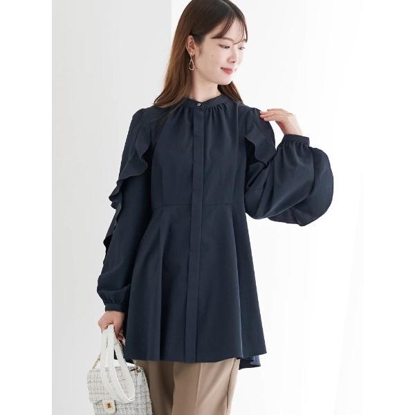 ブラウス シャツ 袖フリルチュニックブラウス レディース