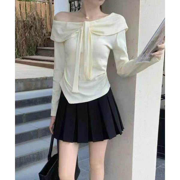 tシャツ 「WEB限定」ラウンドヘムオフショルカットソートップス「韓国ファッション カジュアル」 レ...