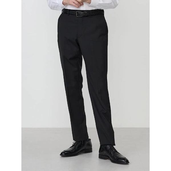 スラックス 「洗える」淒脚（すごあし）パンツ　無地ブラック メンズ