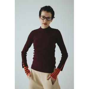 ニット セーター Boder double cuff knit top　　ボーダーダブルカフニットトップ レディース