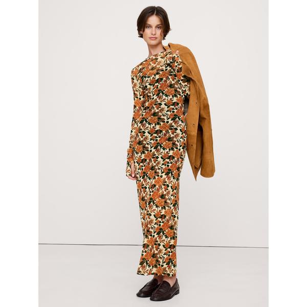 ワンピース プリント メッシュ マキシドレス