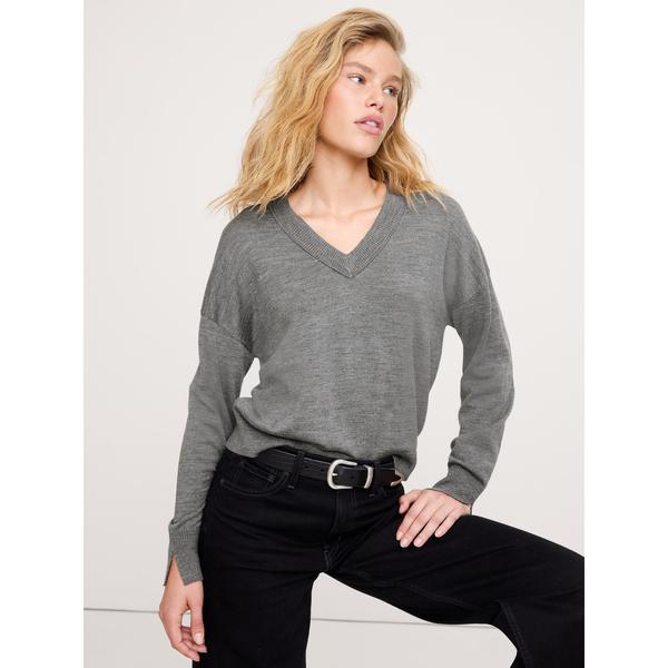 ニット セーター オーバーサイズ メリノ Vネックセーター レディース