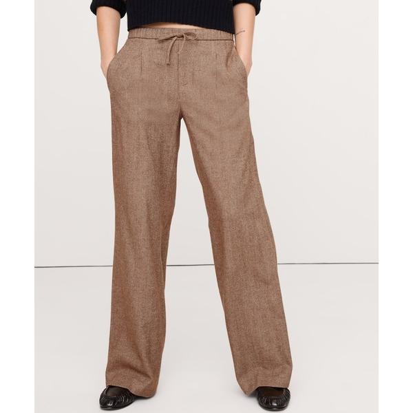 パンツ ワイドレッグ フランネル ドローストリング プルオンパンツ レディース