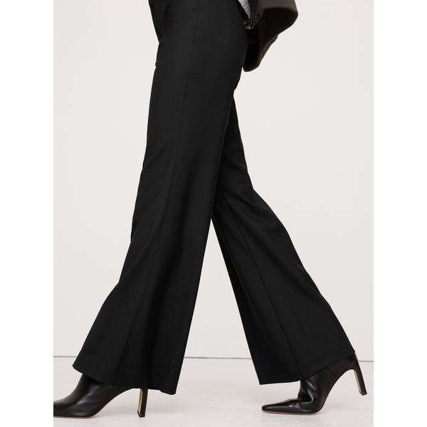 スラックス パンツ ミッドライズ フレア ストレッチ ウールブレンドパンツ レディース