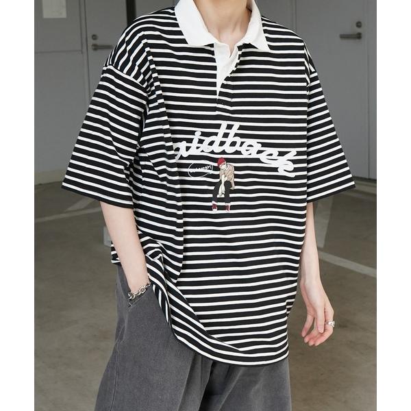 「Red Cap Girl」 7分袖ポロシャツ L ブラック系その他 メンズ