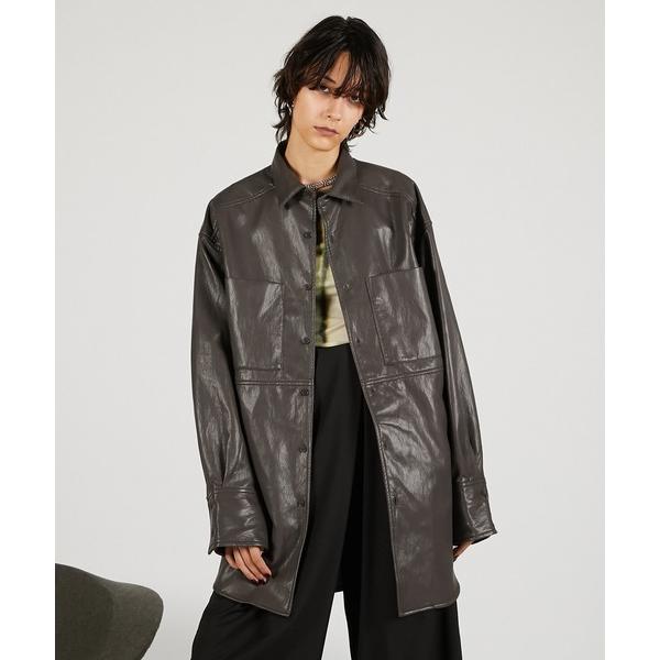 ブラウス シャツ シンセティックレザーオーバーシャツ / Synthetic Leather Ove...