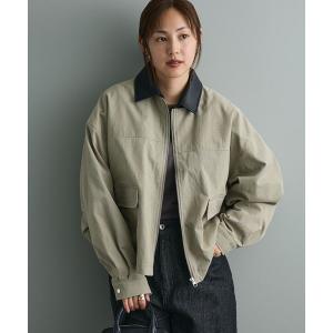 ブルゾン アウター フェイクレザー衿ブルゾン レディース