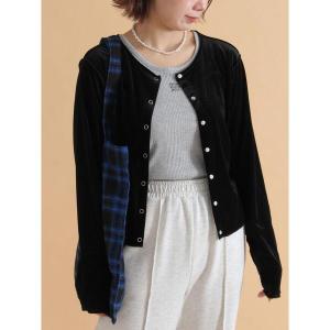 カーディガン 前後2WAYベロアカーディガン レディース