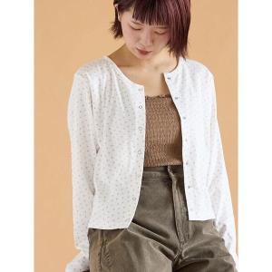 カーディガン 小花柄カットカーディガン レディース