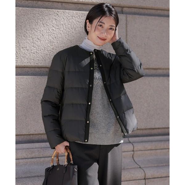 ダウンコート ダウンジャケット 「洗える」ライトダウン ノーカラー ジャケット レディース