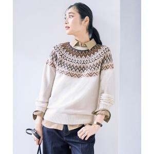 ニット セーター FAIR ISLE ラウンドネック ニット レディース