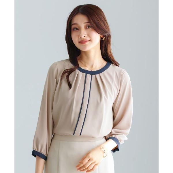 ブラウス シャツ 「 洗える・接触冷感 」とろみデシン・配色パイピングブラウス レディース